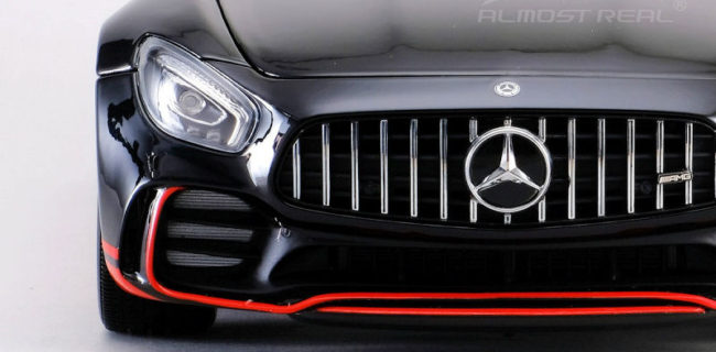 Almost Real Mercedes Amg Gt R Glossy Black W Red Stripe Diecastsociety Com