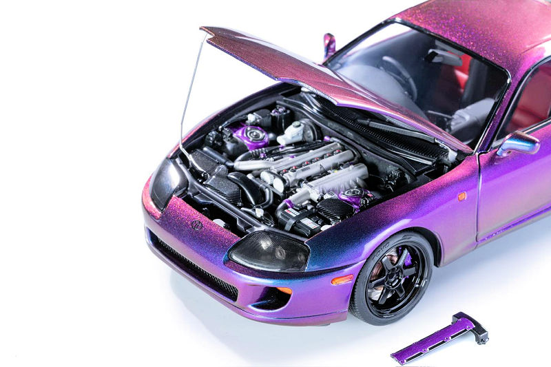 【新品】WhelArt 1:18 Toyota Supra A80 Purple 1/18 Whelart Toyota Supra A80 RHD Purple Diecast Model Car