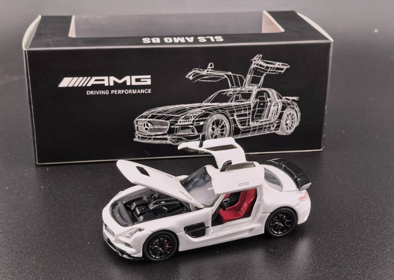 Fine Works Mercedes-Benz SLS AMG BS - White/Gray • DiecastSociety.com